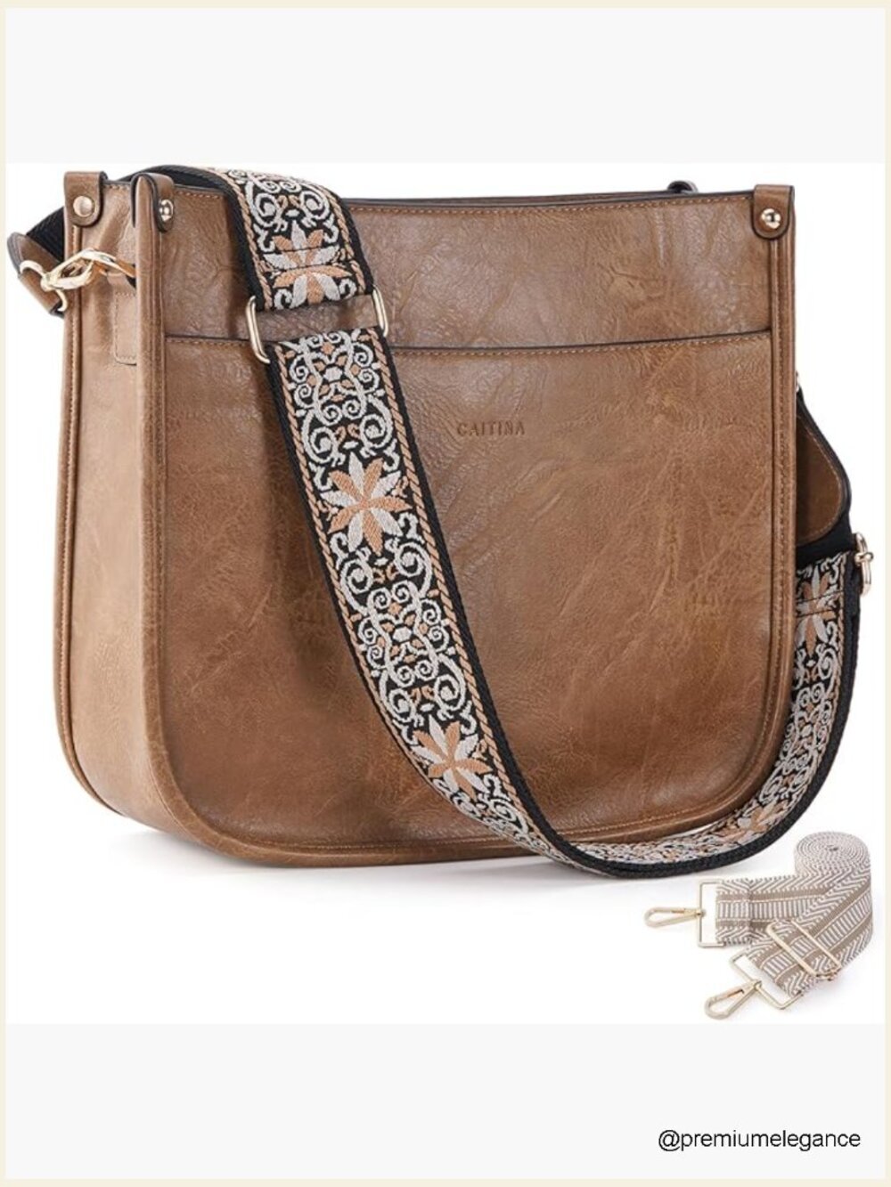 Crossbody Hobo Purse with 2 Adjustable Straps Vegan Leather Handbag